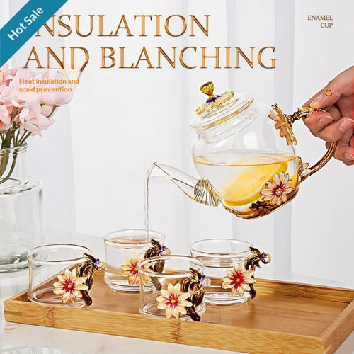 Tea Set on Tea Tray on white background