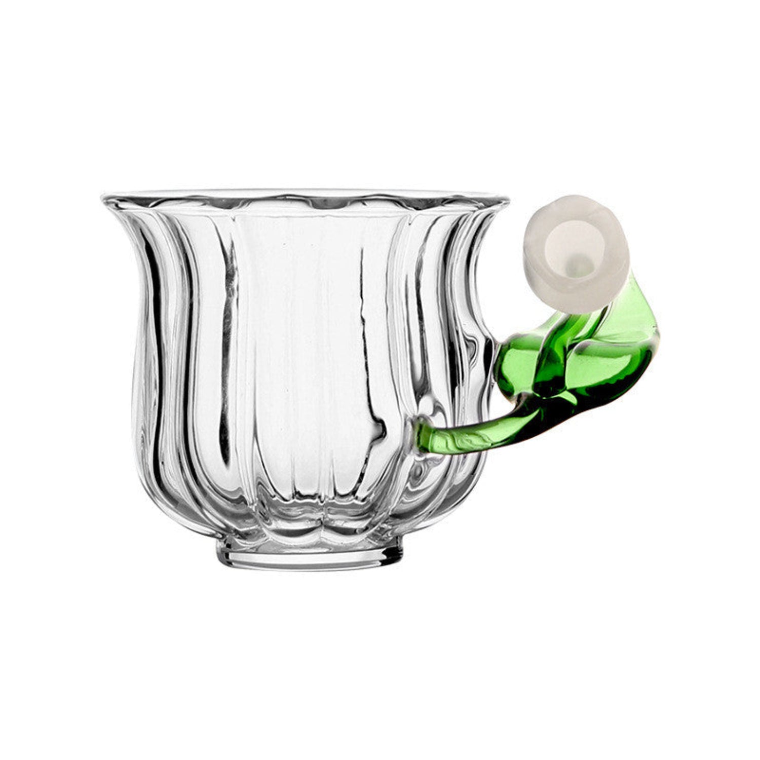 glass teacup on a white background