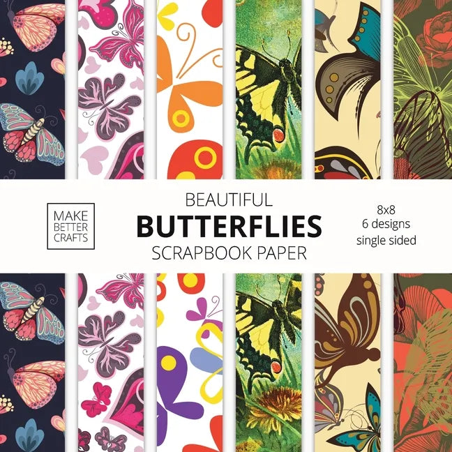 Butterfly Decorative Craft Paper Book – 8x8 Single‑Sided Scrapbook & Journaling Sheets